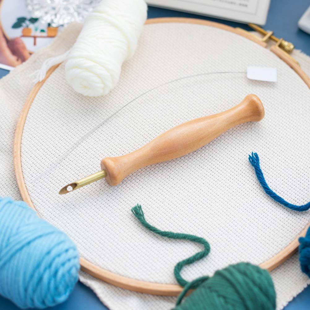 HASTHIP 2 Pack Punch Needle Wooden Embroidery Pen Punch Needle Set Large Punch Needle with Needle Threader for DIY Craft Stitching Applique Embellishment HASTHIP 2 Pack Punch Needle Wooden Embroidery Pen Punch Needle Set Large Punch Needle with Needle Threader for DIY Craft Stitching Applique Embellishment
